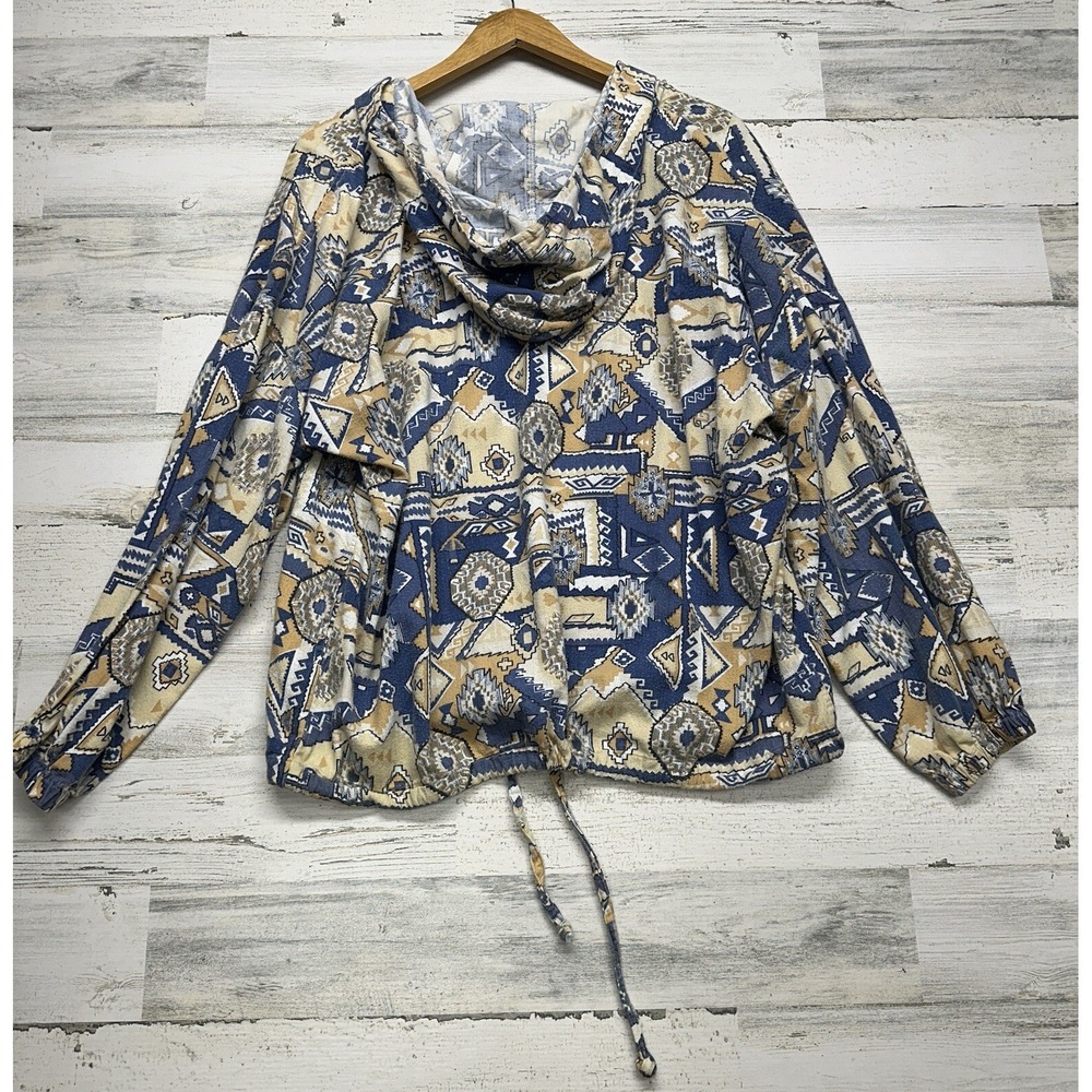 Vintage Womens M Apparel Aztec Southwestern 90s Flannel Pullover Long Sleeve Top - Picture 6 of 6